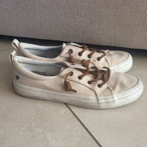 Sperry Cream Sneakers with Brown Accents